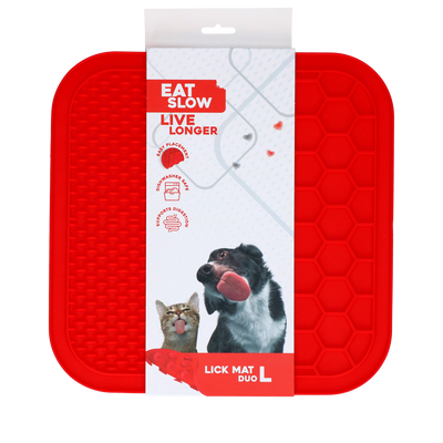 Eat Slow Live Longer Lick Mat Duo L Rot