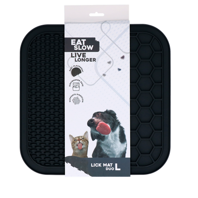 Eat Slow Live Longer Lick Mat Duo L Grau
