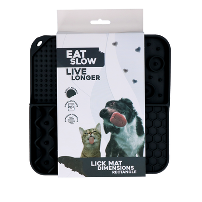 Eat Slow Live Longer Lick Mat Dimensions Rectangle Grau