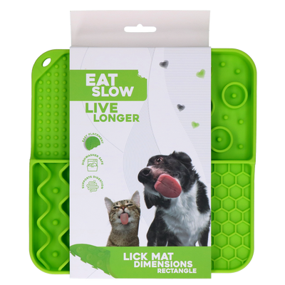 Eat Slow Live Longer Lick Mat Dimensions Rectangle Grün