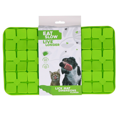 Eat Slow Live Longer Lick Mat Dimensions Flower Grün