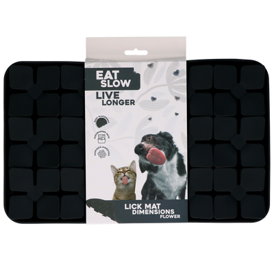 Eat Slow Live Longer Lick Mat Dimensions Flower Grau