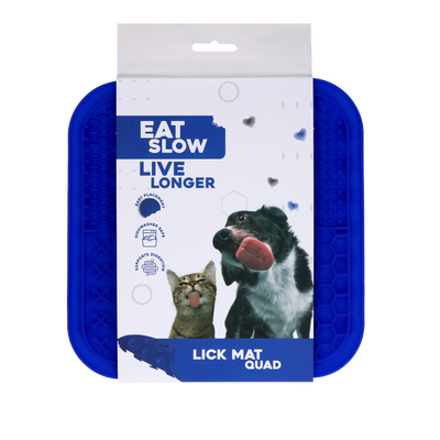 Eat Slow Live Longer Lick Mat Quad Blau