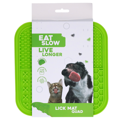 Eat Slow Live Longer Lick Mat Quad Grün