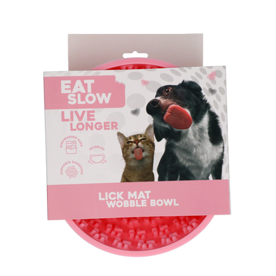 Eat Slow Live Longer Lick Mat Wobble Bowl Rosa