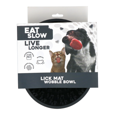 Eat Slow Live Longer Lick Mat Wobble Bowl Grau