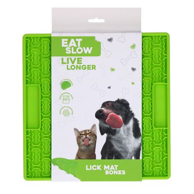 Eat Slow Live Longer Lick Mat Bones Grün