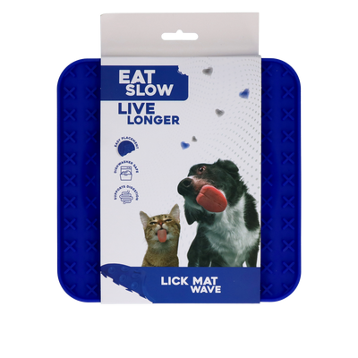 Eat Slow Live Longer Lick Mat Wave Blau