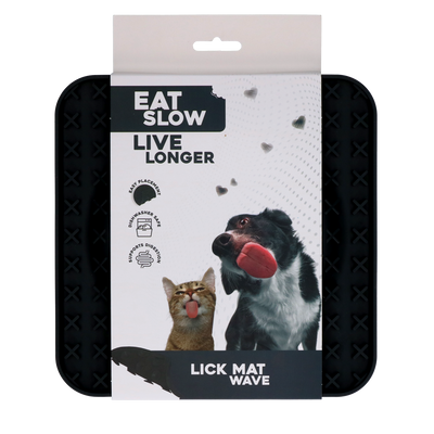 Eat Slow Live Longer Lick Mat Wave Grau