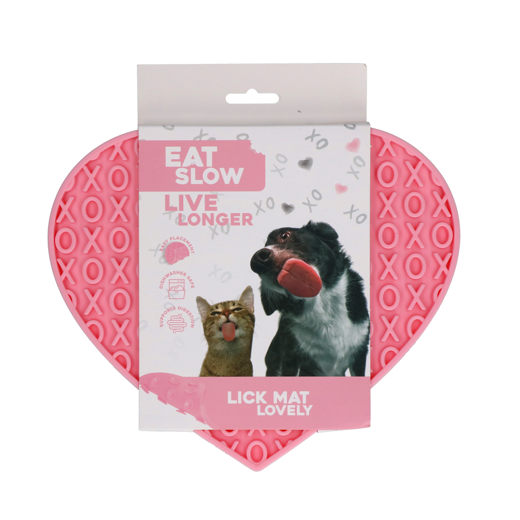 Eat Slow Live Longer Leckmatte Lovely Heart Rosa