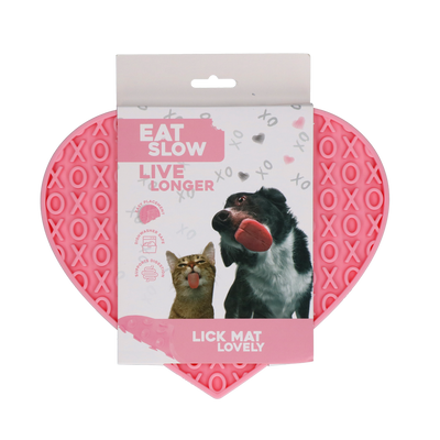 Eat Slow Live Longer Leckmatte Lovely Heart Rosa