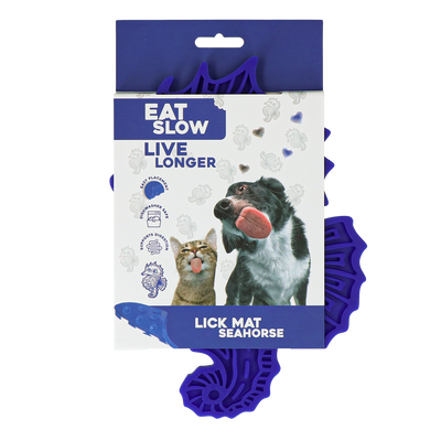 Eat Slow Live Longer Lick Mat Seahorse Blau