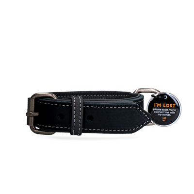 Spotted! Pro Lederhalsband Schwarz 3 x 60 cm