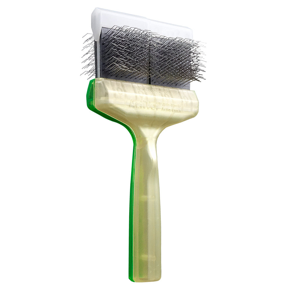ActiVet Silcoater mit 9 cm breitem Bürstenkopf, Rückseite mit gelb-transparentem Griff